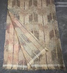 Upholstery Fabric Traditional Earthy-Tone Ikat Pattern w/ Fringed Edges 1.19 yds