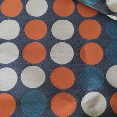Vtg A. Gerard Maharam Upholstery Fabric MCM “Circles” Orange, Gray, Turq 3.7 yds