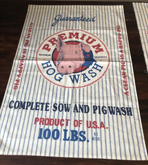 Farmhouse Primitive Pig Fabric Panels Feed Sack Hog Wash Ticking Stripe Pair