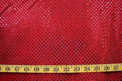 4MM RED SEQUINS ON RED METALLIC POLYESTER FABRIC BY THE YARD
