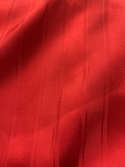 Vintage Bright Red Fabric 61” X 93” 2.5 Yards Stripes Very Silky Polyester ?