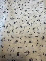 11 Ft 29” Yards Of Cotton Voile White With Blue Flowers Sold By The Yard