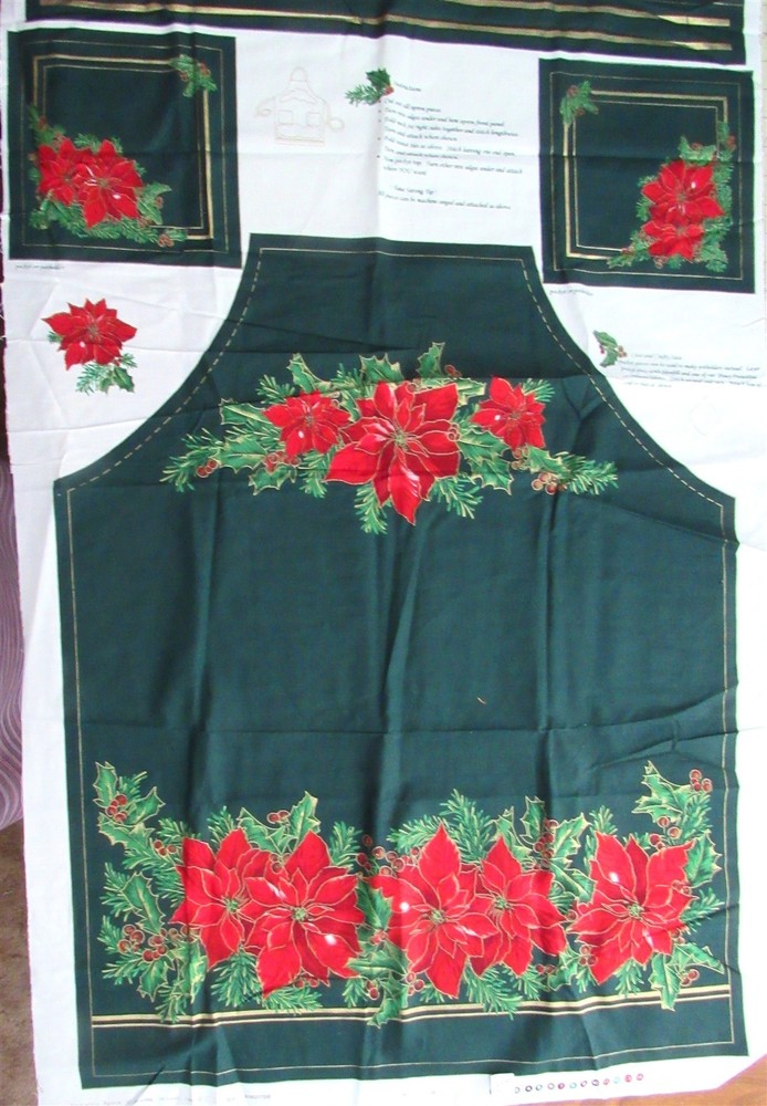1 panel “Piney Poinsettia Apron” Craft Panel by Designs for R.E.D.