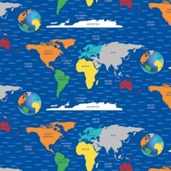 BLANK QUILTING TRAVEL AROUND THE WORLD” WORLD MAP Patt # 8229 44″ X 10″