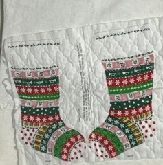 Vintage Spring Mills 2 Christmas Stocking Cut Sew Quilt Fabric Panel 4640
