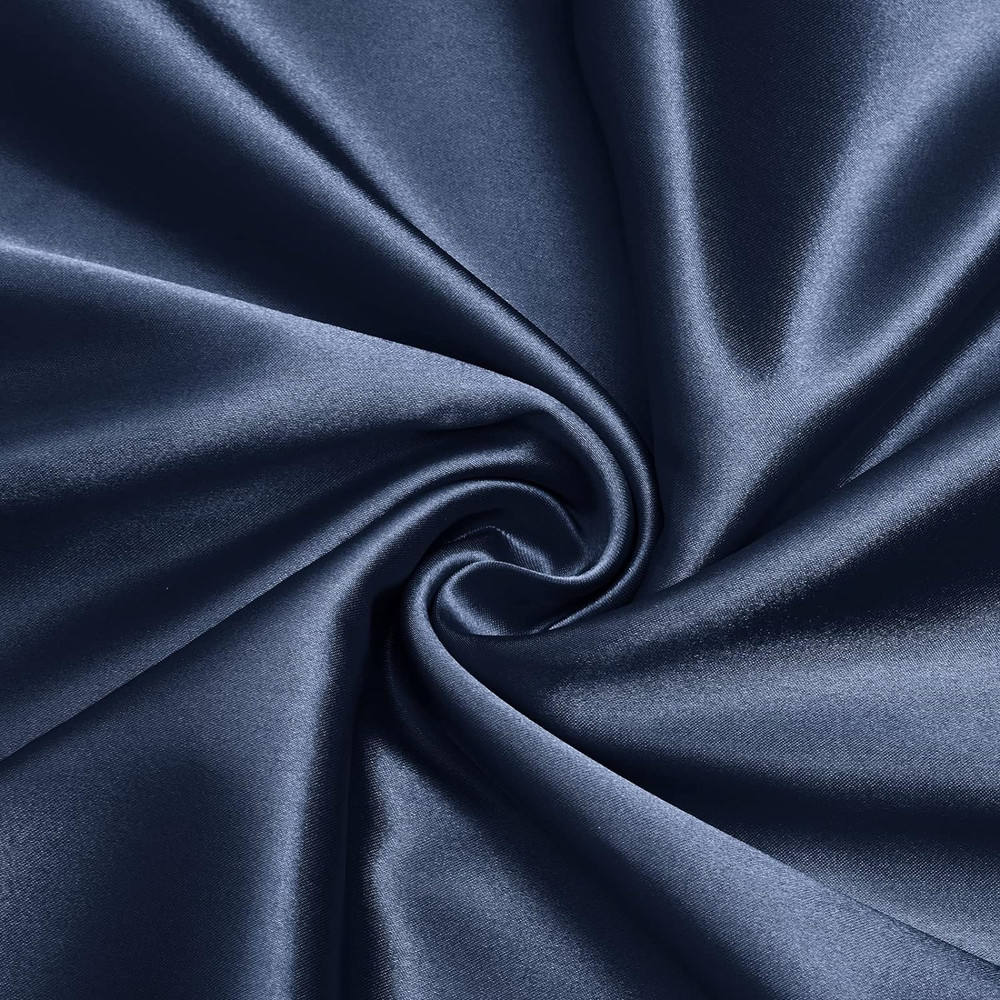 Charmeuse Satin Fabric by the Yard, 60 Inch Wide Navy Blue Satin Fabric Shiny &