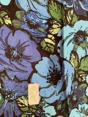 Lot of 5 Fabric Scraps Black & Blue Florals Planets Paisley Lot #43