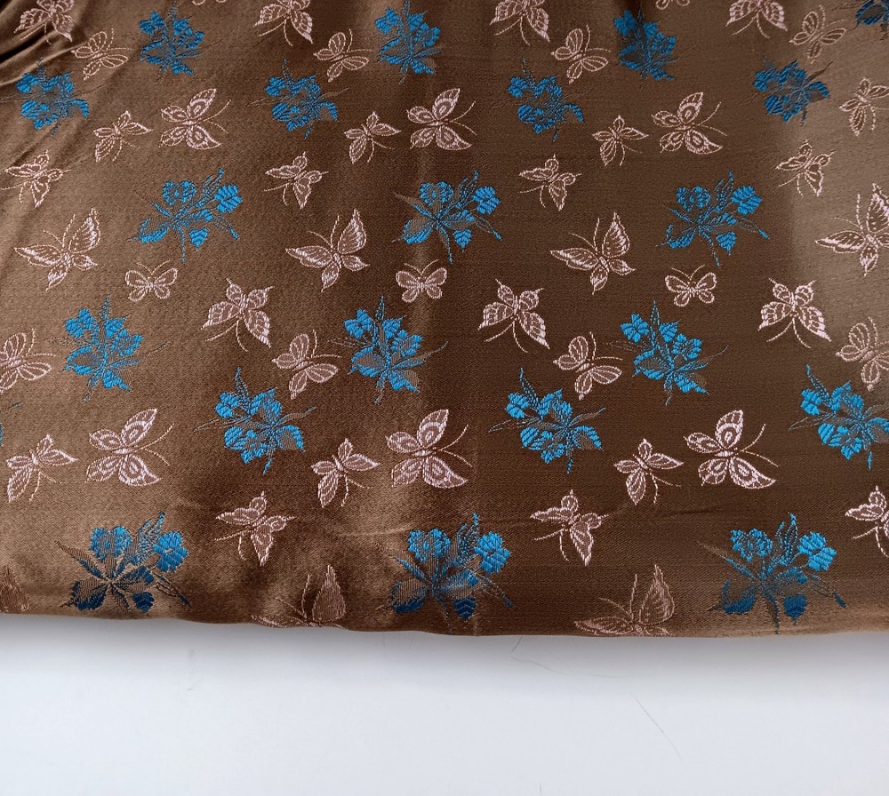Chinese Satin Brocade Sewing Material Embroidered Butterflies & Flowers 40×132″