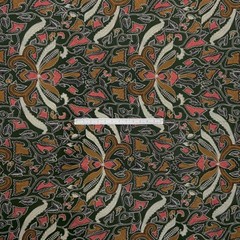 1 Yard Cut Lunn Multicolor Hand Screen Print 100% Cotton #13 Orange Rust Black