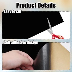 Self Adhesive Felt Sheets, Black Felt Sheet with Adhesive Backing, 14.6 x 39.4 I