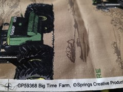 Lot of 8+ Yards John Deere Fabric, Mix Styles. Plaid, Stripe. Tractor Green