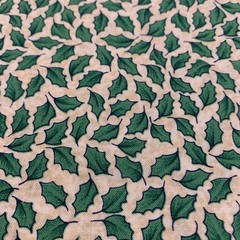 Vtg Possibilities Green Holly Leaf Fabric By Smith & Milligan Henry Glass 1+ Yds