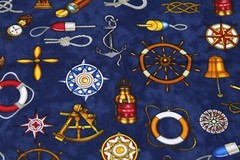 Sewing Fabric Quilt Cotton 42×1/2 yd Kaufman Seaport View Print D# 8489 Blue