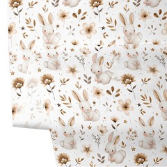 160x50cm Cute Rabbit-Printed Cotton Fabric for Home Decor Gift Wrapping Curtains