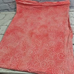 Vintage Fabric Coral Salmon Spiral Swirl Printed 44″ X 2yrds W/ Small Cut-Out
