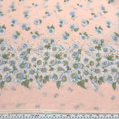 Vintage Springs Ind. Floral on Pink SHEER Single Border Voile Fabric 1.5 Yards