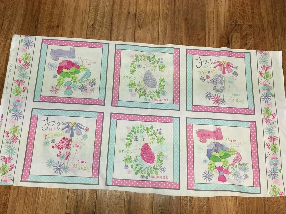 Pretty Things Flowers Pillows cotton Fabric Panel 24 x 44 sewing craft