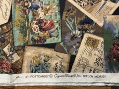 1991 Cyrus Clark Co POSTCARDS Antique Postcards/Floral Collage Fabric 55” X 50”