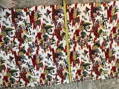 Vtg. Scenic Nature Print Fabric Yardage Cut Piece Houses 133 inches x 33 inches