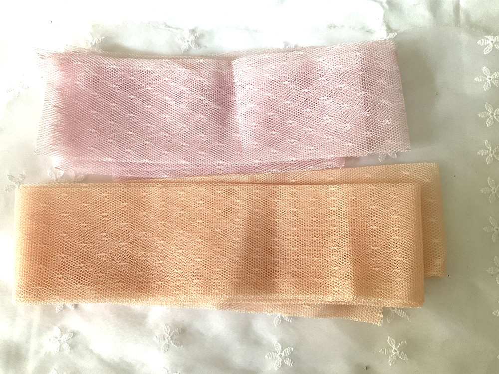 Fabric Tulle Tube Style Fabric Pink and Peach Lot of 2pc 2-1/2 yards 2-3/4″ Wide