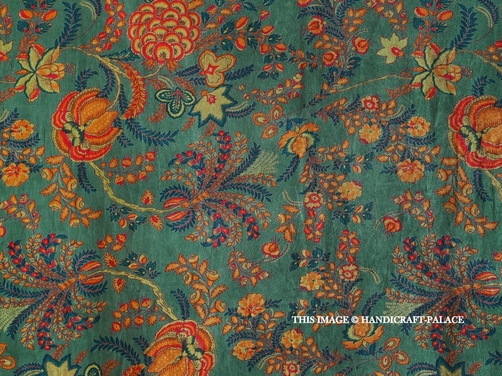 Indian Velvet Upholstery Fabric Sewing Running Fabric Green Floral By The Yard