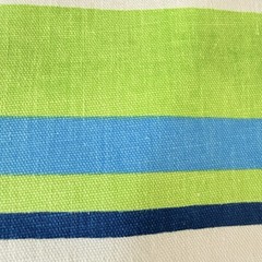 Bold Striped Cotton Drapery Slub Fabric Lime Green Navy Ocean Blue White 4ydx46