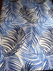 Richloom Solarium Outdoor Fabric~Blue White Palm Fronds~Tropics 1 Yd & 34″ x54″