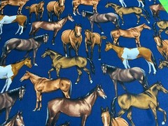 Fabric Horses Wild Mustangs on Navy Blue TIMELESS TREASURES Cotton 1/4 yard 8120