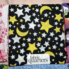 Lot of 6 Fat Quarters Cotton Unique Bulk Dog Cat Moon Stars Butterfly Crackly