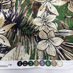 Tropical Fabric 3+ yds Green Beige Brown Island Flowers Leaves Hawaii Joanns