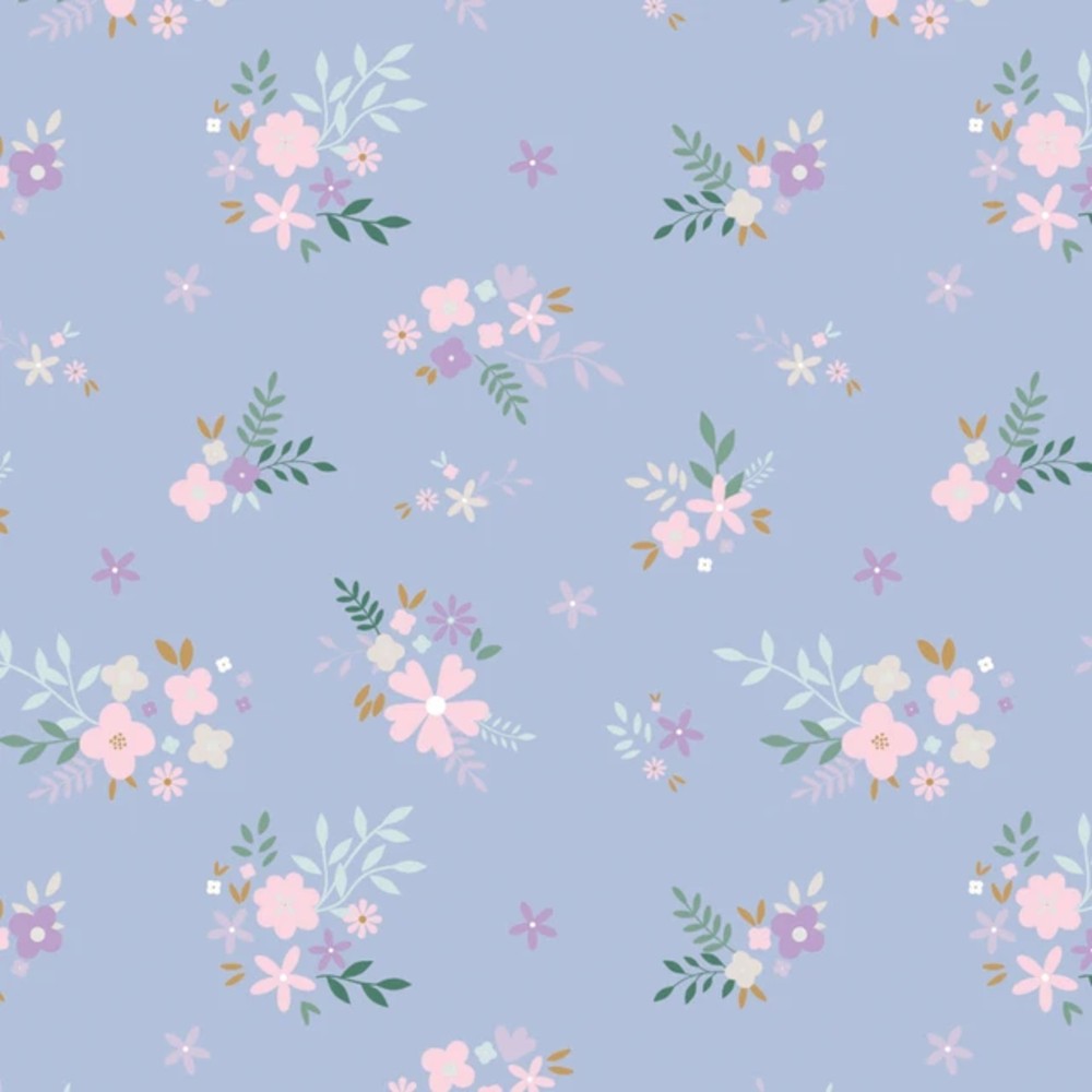 Soft Floral Perwinkle Flannel Fabric