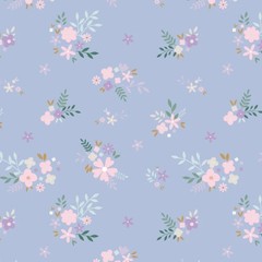 Soft Floral Perwinkle Flannel Fabric