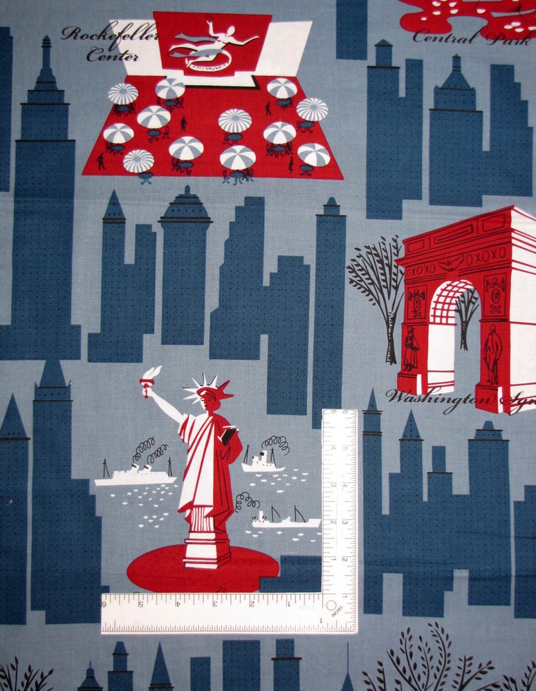 Buildings New York Fabric 23″ Length Travel Blue Cotton Timeless Treasures C7165