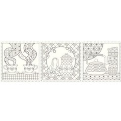 Patchwork Sewing Fabric Sashiko Teatime Natural Printed Panel 50x137cm