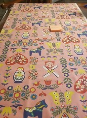 Pink Holland Oxford Cloth, Lg. 74″x46″ Trefle Kokka,Matryoshka, Russian, Japan