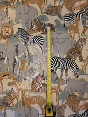 Safari Animals Lion Zebra Elephant Lightweight Uphols Fabric 40″ x 60″ Remnant