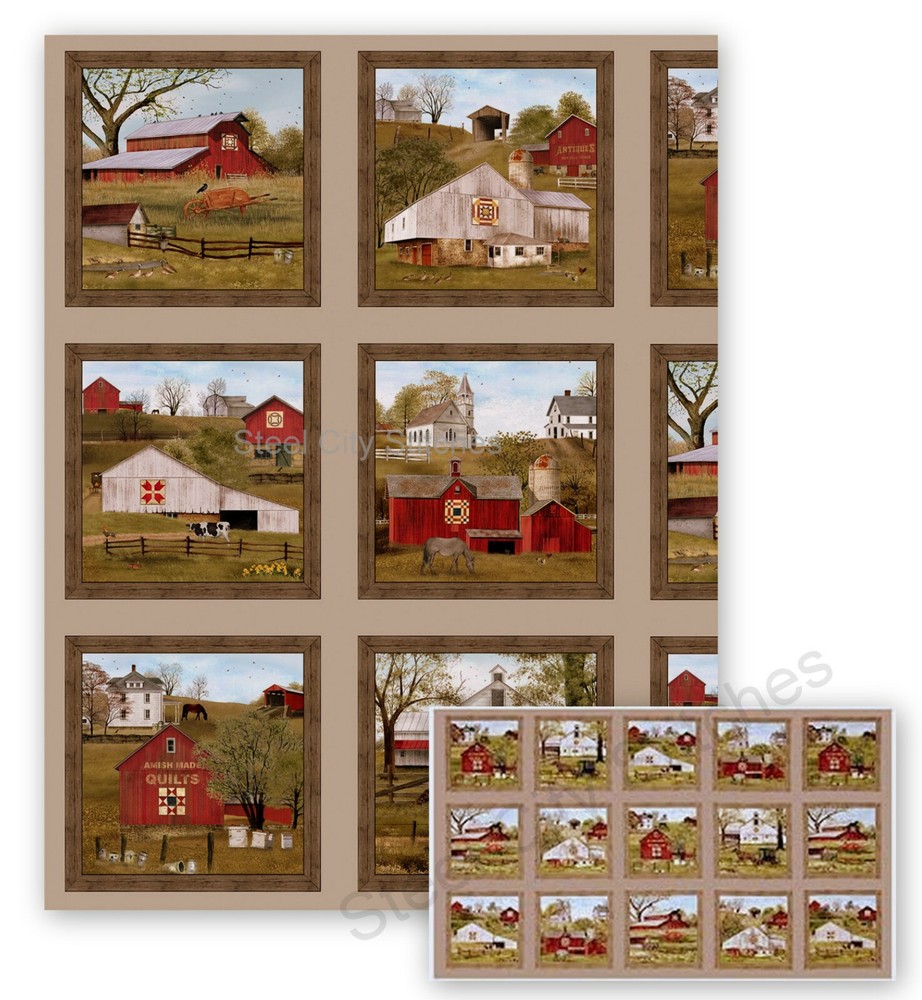 Amish Barn House Fabric 22.5X42″ Trim Panel No Selvedge Cotton Elizabeths Studio