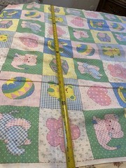 VTG Spring Mill Quilt Sewing Fabric Gingham Hearts Animals Baby HTF 1.5yds