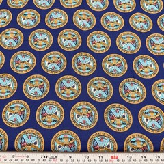 Vintage US Department of the Army Emblem Seals Blue Cotton by the HALF YARD
