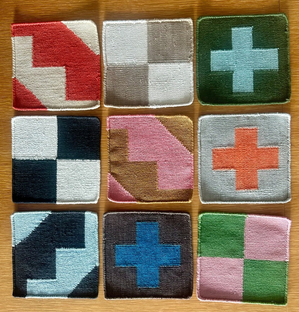 9 Alexander Girard rug samples textile maharam mid century modern coasters eames
