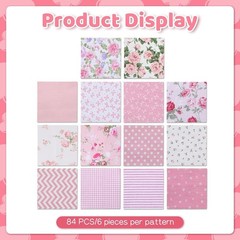 5×5 Inch Floral Cotton Charm Squares Set – 84 Pink Fabric Packs for DIY Crafting