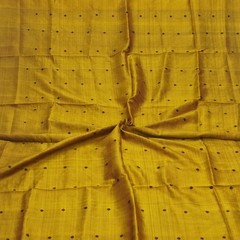 Vintage Mustard 100%Pure Silk Handwoven Sari Remnant 4YD Craft Fabric Silk Scrap