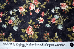 BTY BELLA by Ro Gregg Paintbrush Studio 120-069 Black w/Red Floral Cotton Fabric