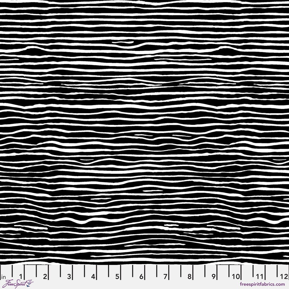FREE SPIRIT “KAFFE FASSETT” CREASED PWBM050 Black by the 1/2 yard