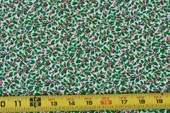 33″ Long, Vintage, Red & Green Holly on White Quilt Cotton, V446