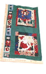 VTG Old Time Santa Squares Leslie Beck VIP Craft Fabric Panel Cotton 1 Pc 35×43
