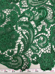 Maggie HUNTER GREEN Guipure Venice Medium Weight Lace Fabric by the Yard – 10019