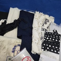 Slow Stitching Lot Fabric Buttons Floss Trim Thread Ribbon Sew Arts Crafts Black