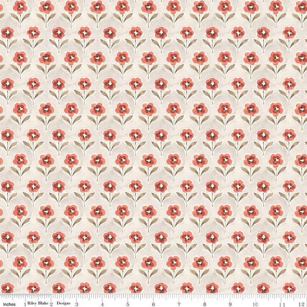 Countryside Blossom Sand Cotton Fabric