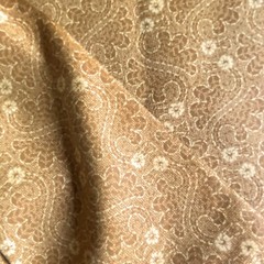 1 YD Light Brown Floral Flourish Fabric Cotton Print